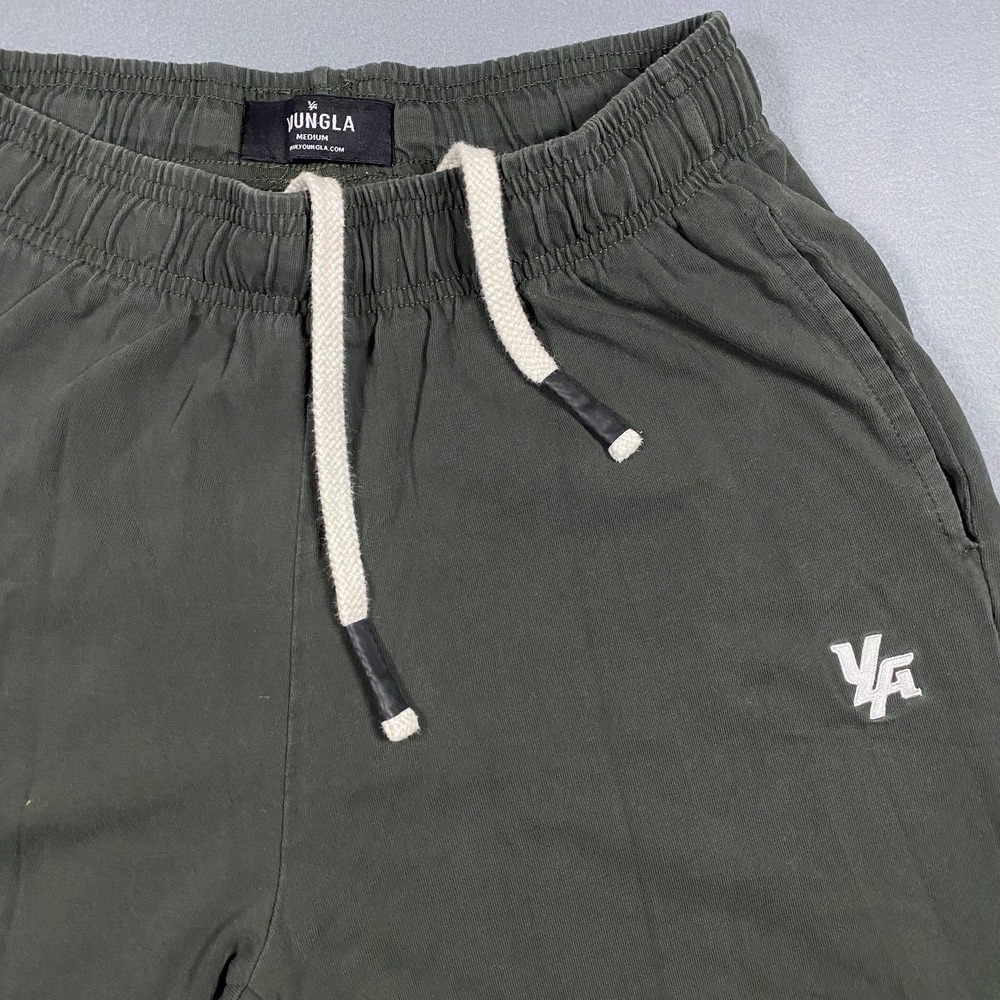 YoungLA Mens Model 231 Pump Cover Joggers Green Cotton Sweatpants Medium